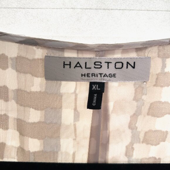 Halston Heritage Printed Kaftan Dress, Mixed Neutrals Ivory Cream, Size XL - Picture 6 of 7